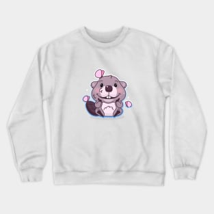 Baby beaver with butterflies Crewneck Sweatshirt